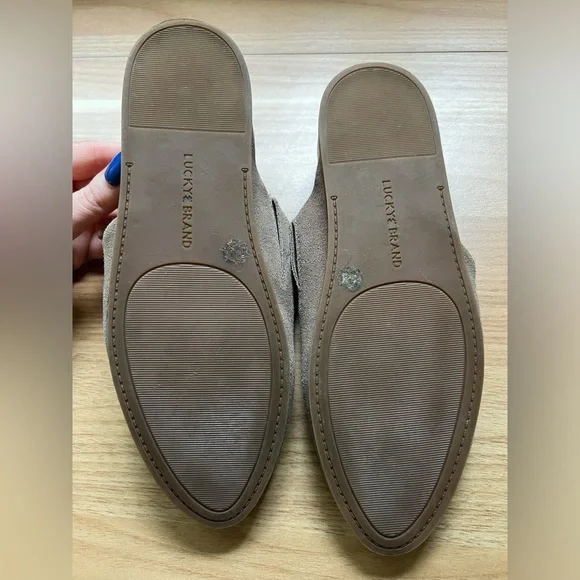 Lucky Brand Taupe Suede Mules - Picture 3 of 9